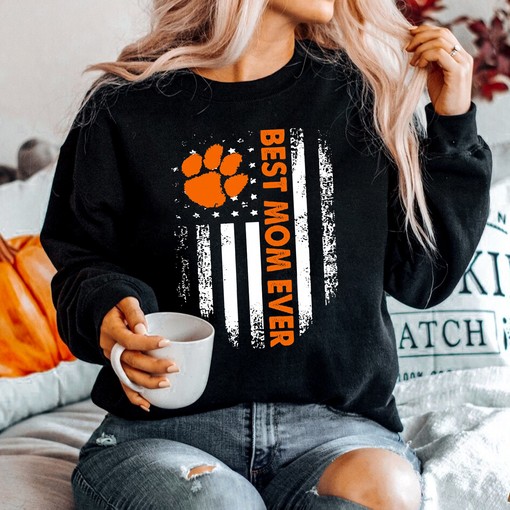 Clemson Tigers Best Mom Ever American Flag NCAA T-Shirt - Show Your Patriotism