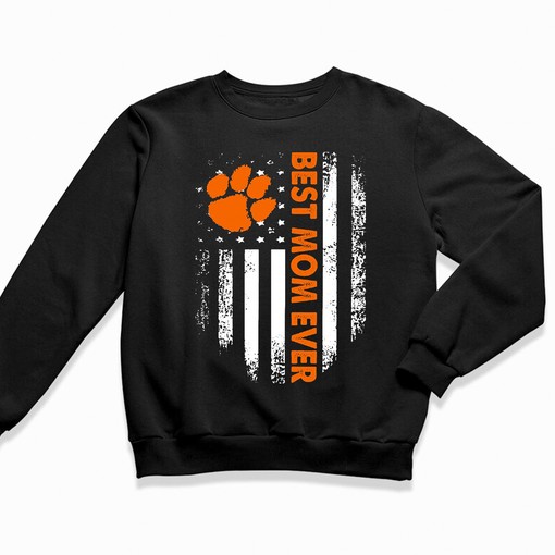 Clemson Tigers Best Mom Ever American Flag NCAA T-Shirt - Show Your Patriotism