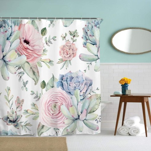 Creative Cacti Flowers Shower Curtain for Bathroom Decoration