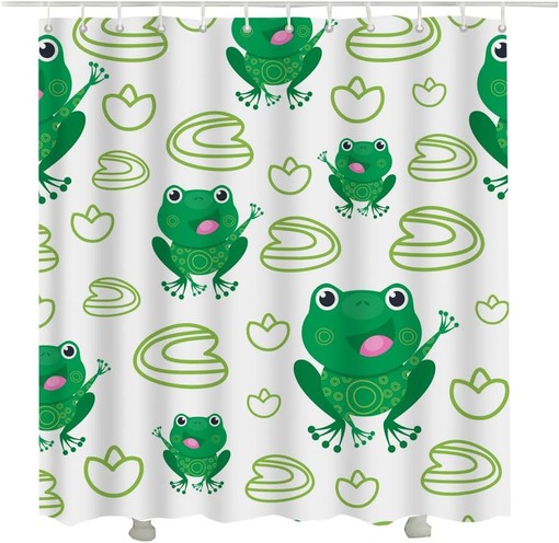 Cute Animal Cartoon Frog Green Funny Frog Shower Curtain for Vintage Bathroom Decor
