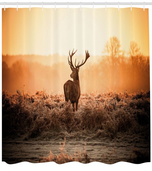 Deer Morning Sun Hunting Shower Curtain for Rustic Bathroom - Image 2