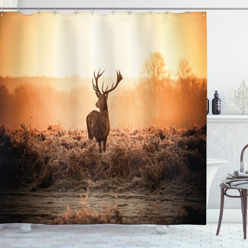 Deer Morning Sun Hunting Shower Curtain for Rustic Bathroom - Image 3