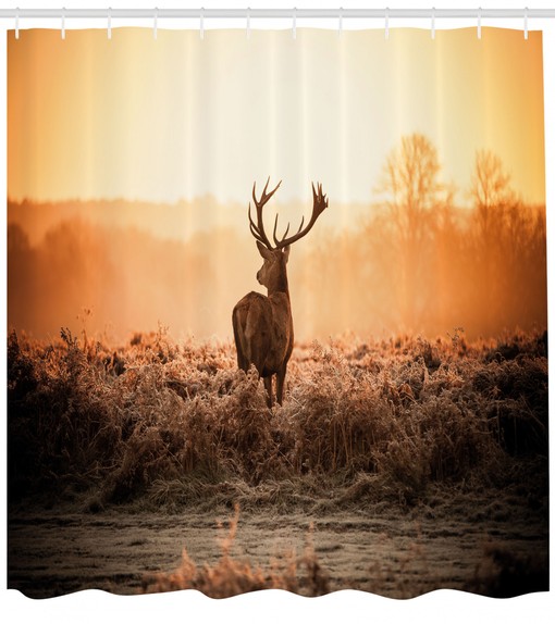 Deer Morning Sun Hunting Shower Curtain for Rustic Bathroom - Image 4