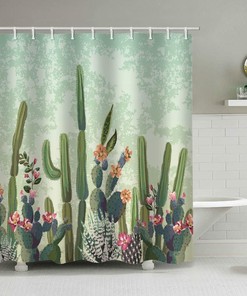 Desert Cactus Print Fabric Shower CurtainStylish Bathroom Decor