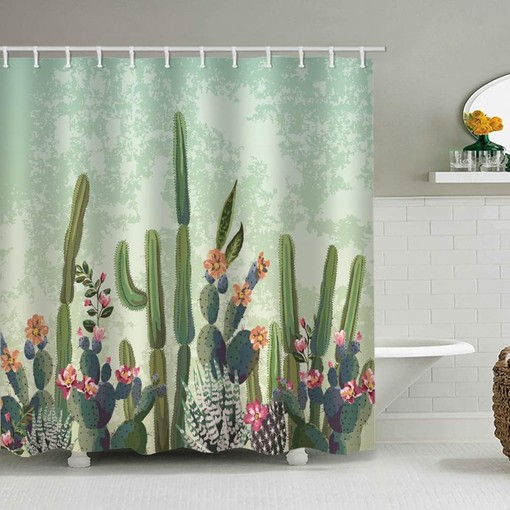 Desert Cactus Print Fabric Shower CurtainStylish Bathroom Decor