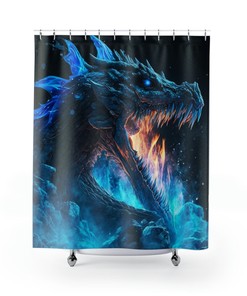 Fantastical Ice Dragon 2 Shower CurtainMythical Bathroom Decor
