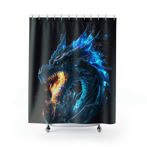Fantastical Ice Dragon Shower CurtainMythical Bathroom Decor
