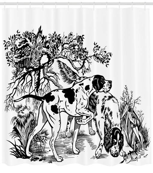 Forest Hunting Dogs Print Shower Curtain for Hunting Lodge Bathroom Decor - Image 4