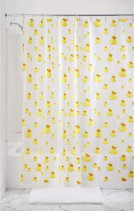 Fun Yellow and Orange Duck PVC-Free Waterproof Kids Shower Curtain - Image 2