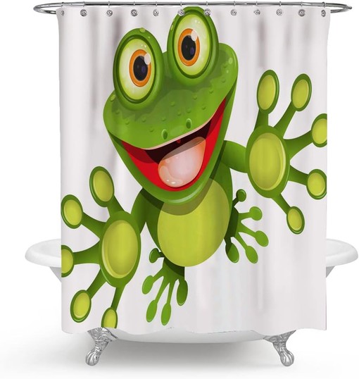 Green Frog Shower Curtain for Bathroom Decor