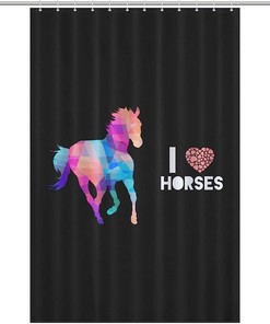 I Love Horses Printed Waterproof Shower Curtain for Bathroom Decor