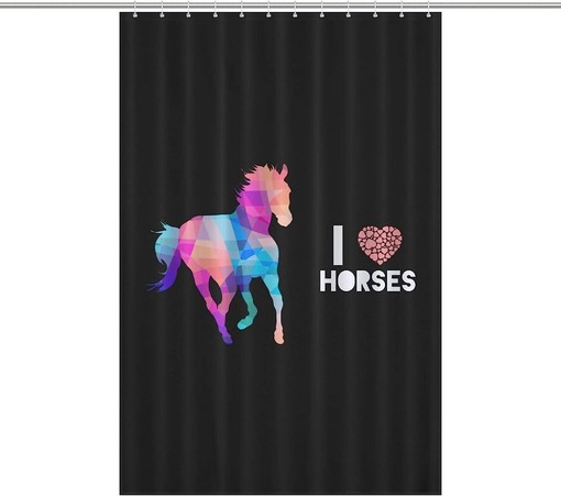 I Love Horses Printed Waterproof Shower Curtain for Bathroom Decor