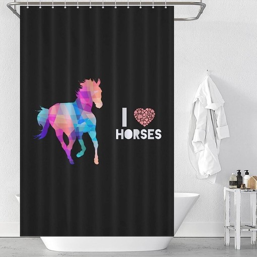 I Love Horses Printed Waterproof Shower Curtain for Bathroom Decor - Image 3