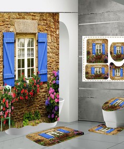 Idyllic Flower Garden Waterproof Shower CurtainFloral Bathroom Decor