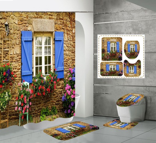 Idyllic Flower Garden Waterproof Shower CurtainFloral Bathroom Decor