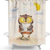 Kawaii Cartoon Owl Shower Curtain with Moon for Bathroom Decor