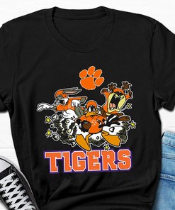Looney Tunes Football Team Clemson Tigers NCAA Graphic T-Shirt - Show Your Team Spirit
