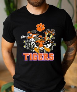 Looney Tunes Football Team Clemson Tigers NCAA Graphic T-Shirt - Show Your Team Spirit
