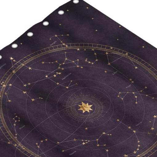 Planetary Orbits Zodiac Constellations Dark Purple Astrological Star Map Shower Curtain for Bathroom Decor - Image 4