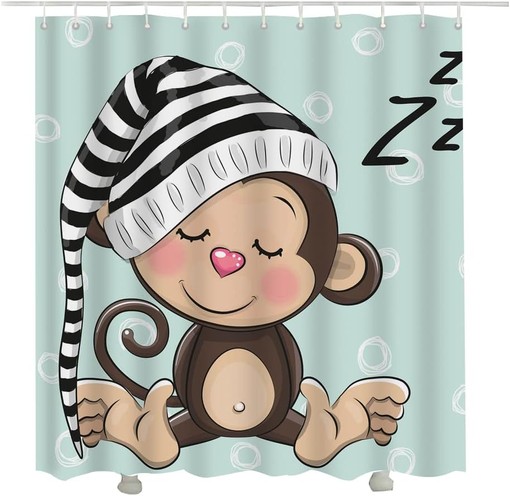 Sleeping Baby Monkey Kawaii Monkey Cute Monkey Shower Curtain for Bathroom Decor
