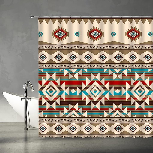 Southwestern Retro Navajo Aztec Shower Curtain for Vintage Bathroom Decor - Image 2