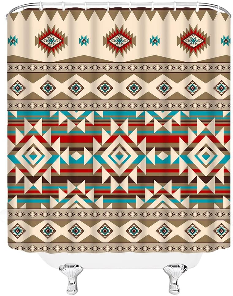 Southwestern Retro Navajo Aztec Shower Curtain for Vintage Bathroom Decor - Image 3