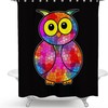 Stain Glass Owl Shower CurtainMulticolored Fabric Bathroom Decor
