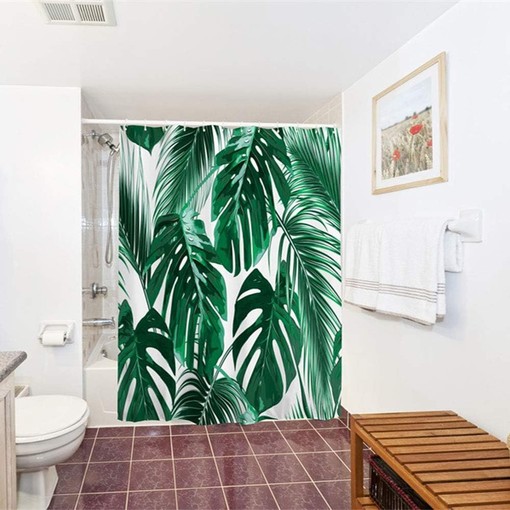 Striking Tropical Leaf Jungle Leaves Shower Curtain for Bathroom Decor - Image 3