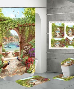 Stunning Garden Flower Waterproof Shower CurtainDreamy Bathroom Decor
