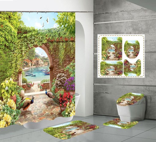 Stunning Garden Flower Waterproof Shower CurtainDreamy Bathroom Decor