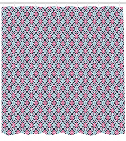 Stylish Ikat Pattern Fabric Shower Curtain for Modern Bathroom Decor