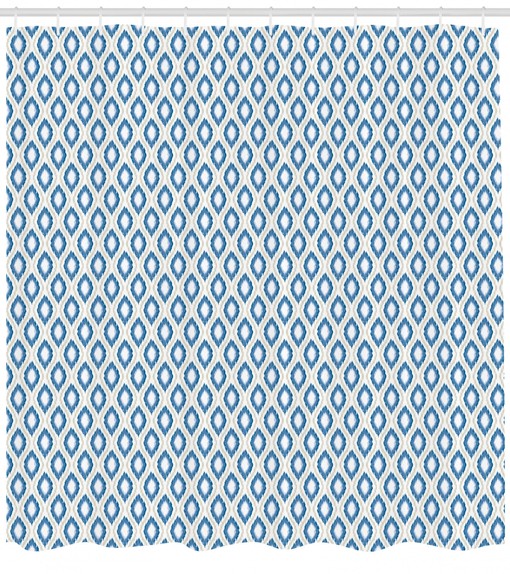 Stylish Ikat Pattern Fabric Shower Curtain for Modern Bathroom Decor - Image 2