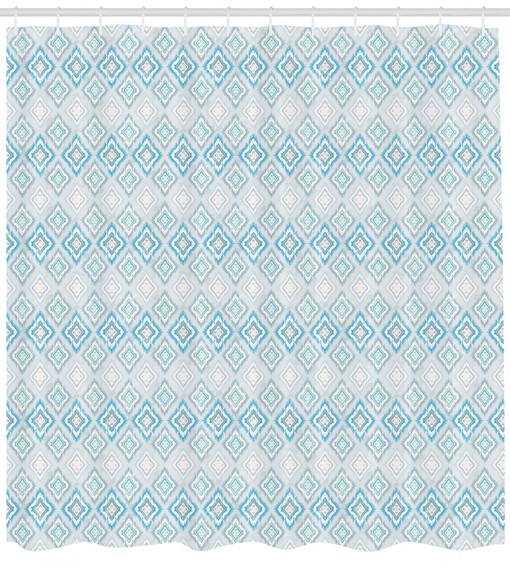 Stylish Ikat Pattern Fabric Shower Curtain for Modern Bathroom Decor - Image 3