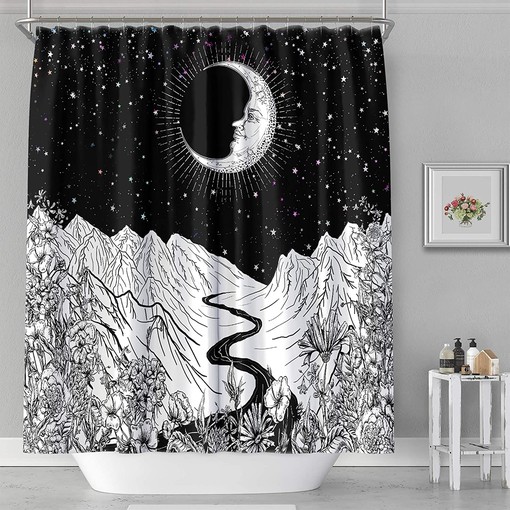 Stylish Print Fabric Waterproof Shower Curtain for Bathroom Decoration by iLiveShower