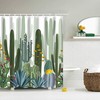 Tropical Watercolor Cactus Fabric Shower Curtain for Bathrooms Decor