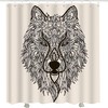 Unique Zentangle Wolf Flower Fabric Shower Curtain for Bathroom Decor