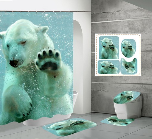 Waterproof Arctic Polar Bear Shower CurtainOcean Ice Bathroom Decor