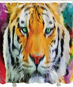 Wild Tiger Portrait Fabric Shower Curtain for Bathroom Decoration
