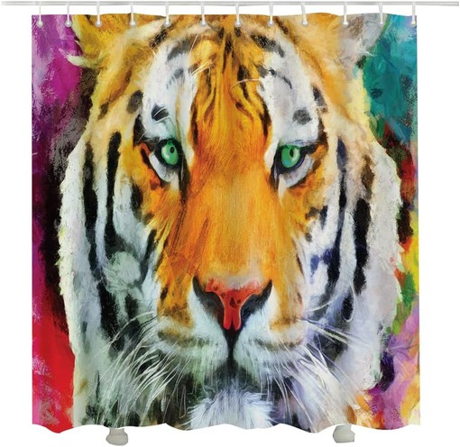 Wild Tiger Portrait Fabric Shower Curtain for Bathroom Decoration