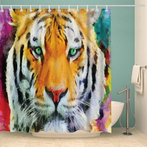 Wild Tiger Portrait Fabric Shower Curtain for Bathroom Decoration - Image 2