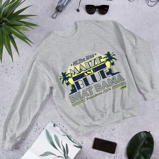 Beat Bama! All the Way Maize and Blue T-Shirt, Sweatshirt, Hoodie for Michigan College Fans