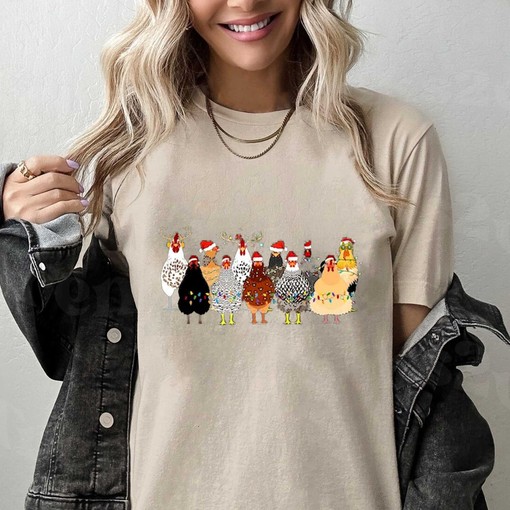 Сute Christmas Chickens Shirt, Funny Christmas Chicken Sweater, Christmas Crewneck, Holiday Sweatshirt, Christmas Farm Shirt