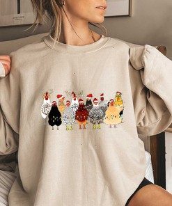 Сute Christmas Chickens Shirt, Funny Christmas Chicken Sweater, Christmas Crewneck, Holiday Sweatshirt, Christmas Farm Shirt